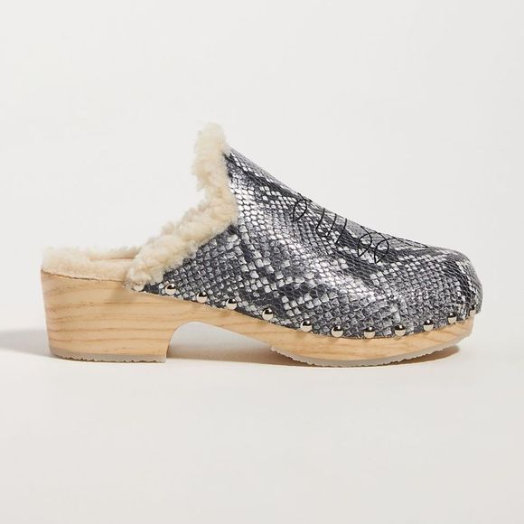 Anthropologie Shoes - Anthropologie Pilcro Blue Motif Shearling-Lined Clogs